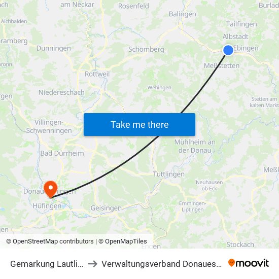 Gemarkung Lautlingen to Verwaltungsverband Donaueschingen map