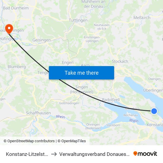 Konstanz-Litzelstetten to Verwaltungsverband Donaueschingen map