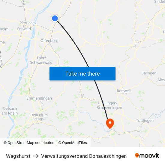 Wagshurst to Verwaltungsverband Donaueschingen map