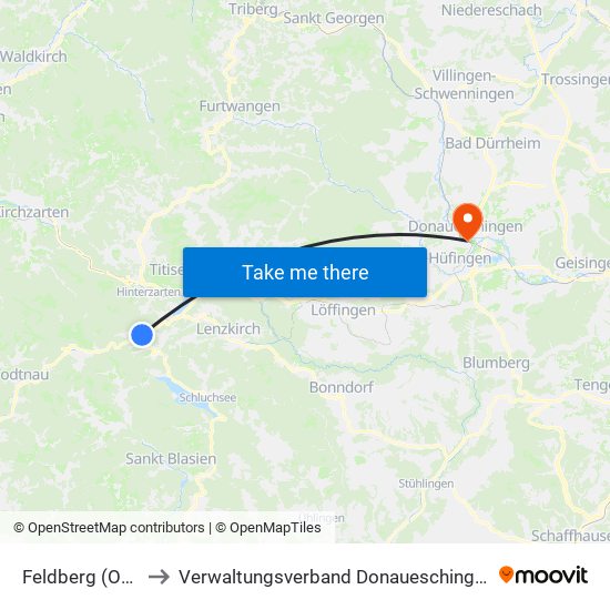 Feldberg (Ort) to Verwaltungsverband Donaueschingen map