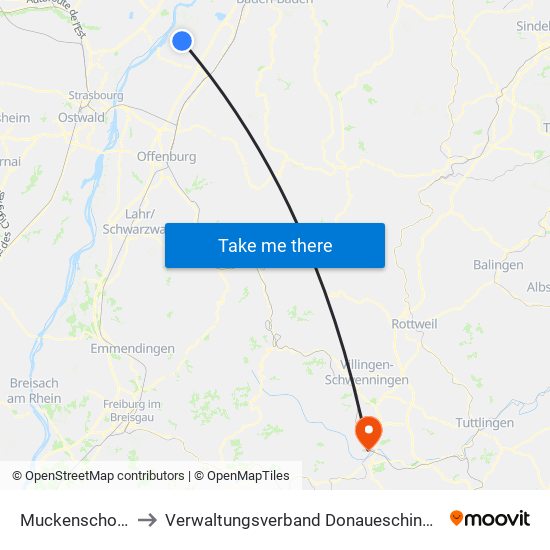 Muckenschopf to Verwaltungsverband Donaueschingen map