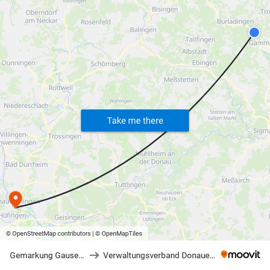 Gemarkung Gauselfingen to Verwaltungsverband Donaueschingen map