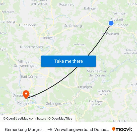 Gemarkung Margrethausen to Verwaltungsverband Donaueschingen map