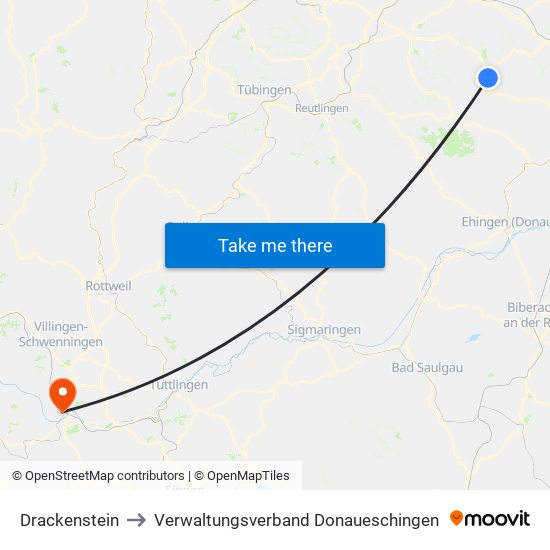 Drackenstein to Verwaltungsverband Donaueschingen map