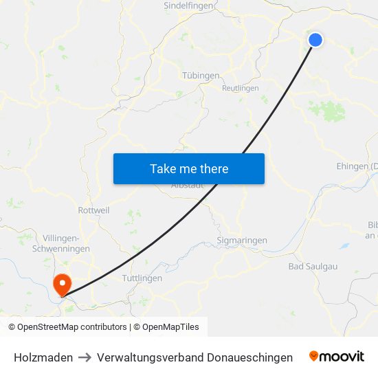 Holzmaden to Verwaltungsverband Donaueschingen map