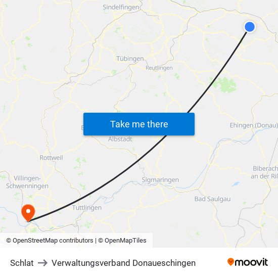 Schlat to Verwaltungsverband Donaueschingen map