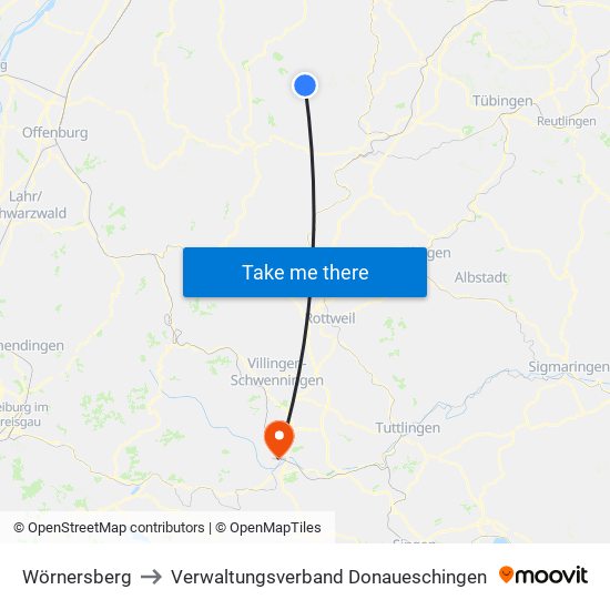 Wörnersberg to Verwaltungsverband Donaueschingen map