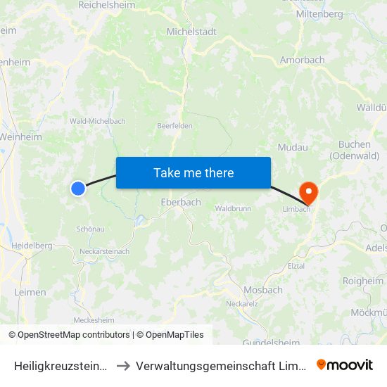 Heiligkreuzsteinach to Verwaltungsgemeinschaft Limbach map