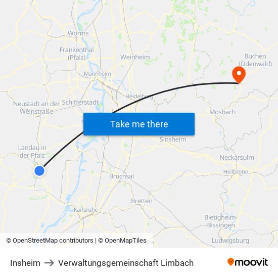 Insheim to Verwaltungsgemeinschaft Limbach map