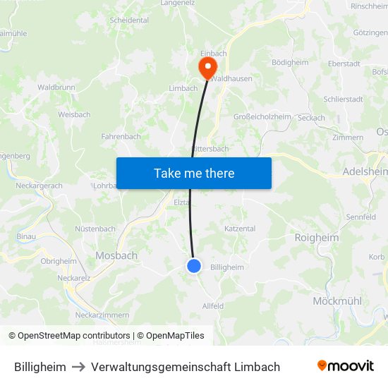 Billigheim to Verwaltungsgemeinschaft Limbach map