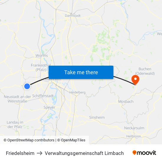 Friedelsheim to Verwaltungsgemeinschaft Limbach map