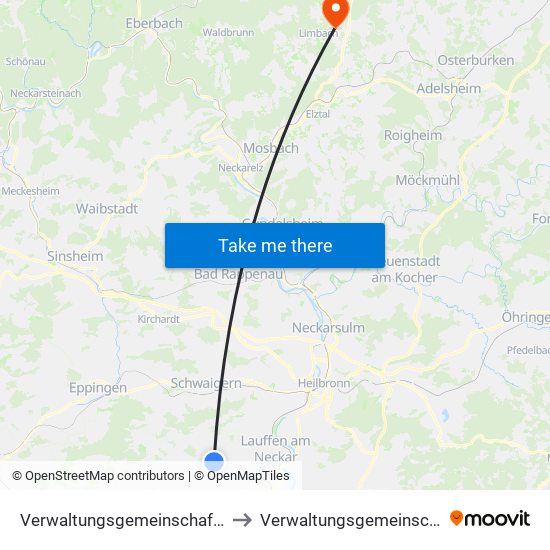 Verwaltungsgemeinschaft Brackenheim to Verwaltungsgemeinschaft Limbach map