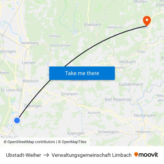 Ubstadt-Weiher to Verwaltungsgemeinschaft Limbach map