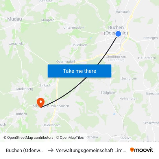 Buchen (Odenwald) to Verwaltungsgemeinschaft Limbach map