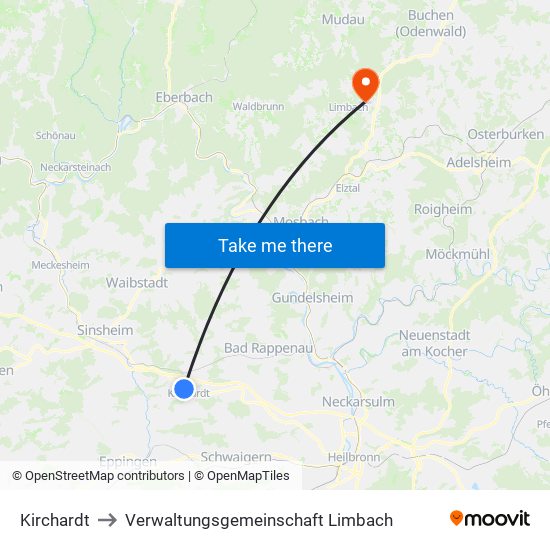 Kirchardt to Verwaltungsgemeinschaft Limbach map