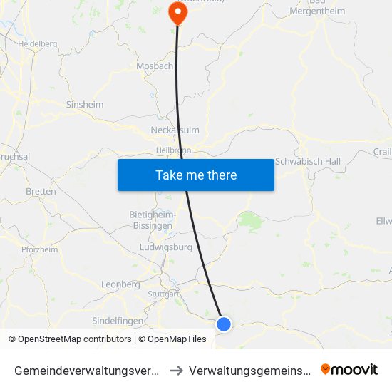 Gemeindeverwaltungsverband Plochingen to Verwaltungsgemeinschaft Limbach map