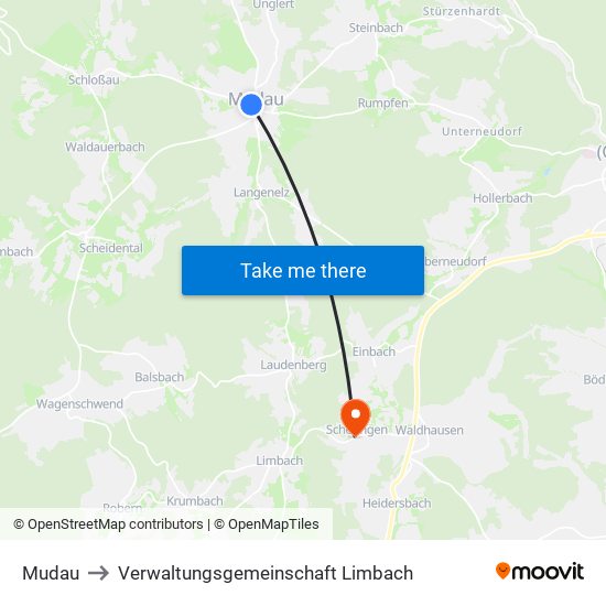 Mudau to Verwaltungsgemeinschaft Limbach map