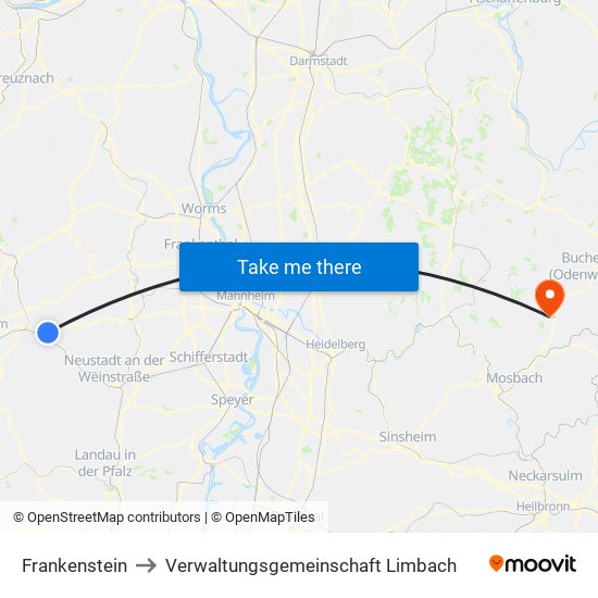 Frankenstein to Verwaltungsgemeinschaft Limbach map