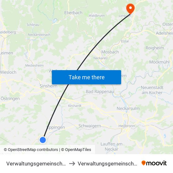 Verwaltungsgemeinschaft Sulzfeld to Verwaltungsgemeinschaft Limbach map