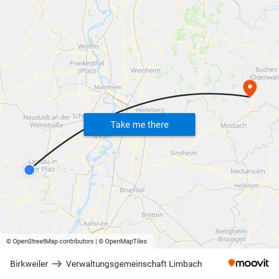 Birkweiler to Verwaltungsgemeinschaft Limbach map