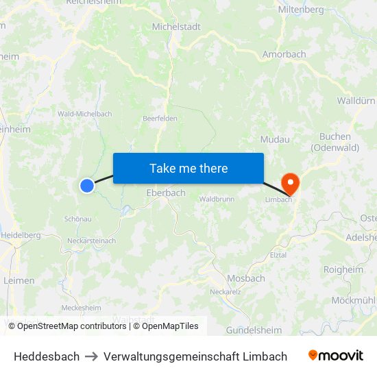 Heddesbach to Verwaltungsgemeinschaft Limbach map