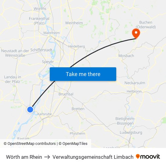 Wörth am Rhein to Verwaltungsgemeinschaft Limbach map