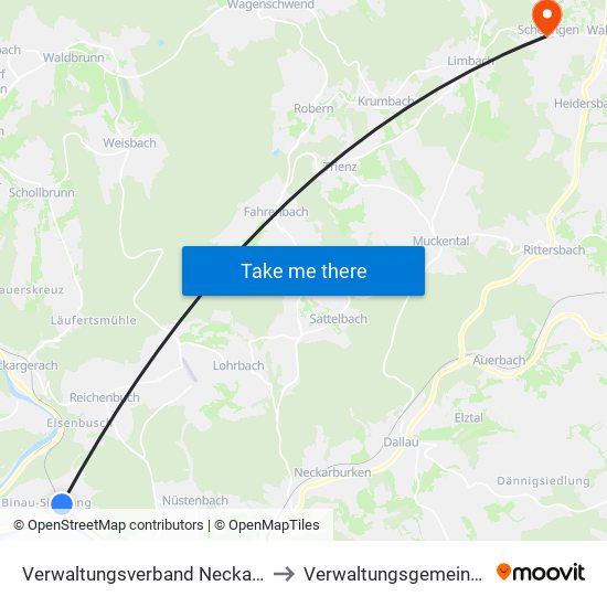 Verwaltungsverband Neckargerach-Waldbrunn to Verwaltungsgemeinschaft Limbach map