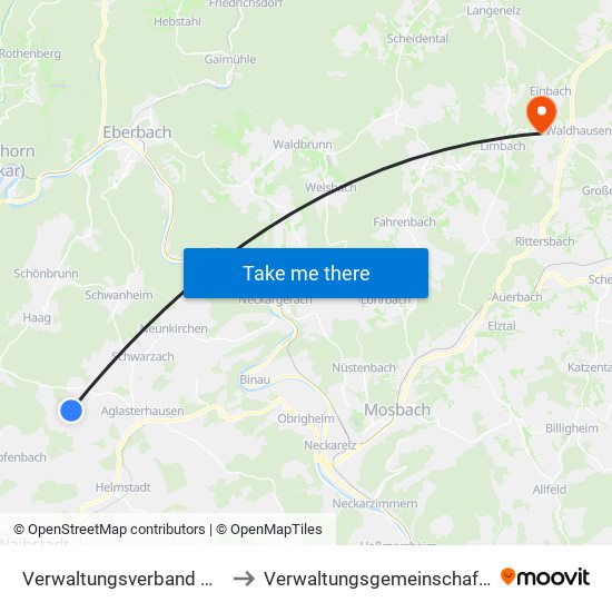 Verwaltungsverband Waibstadt to Verwaltungsgemeinschaft Limbach map