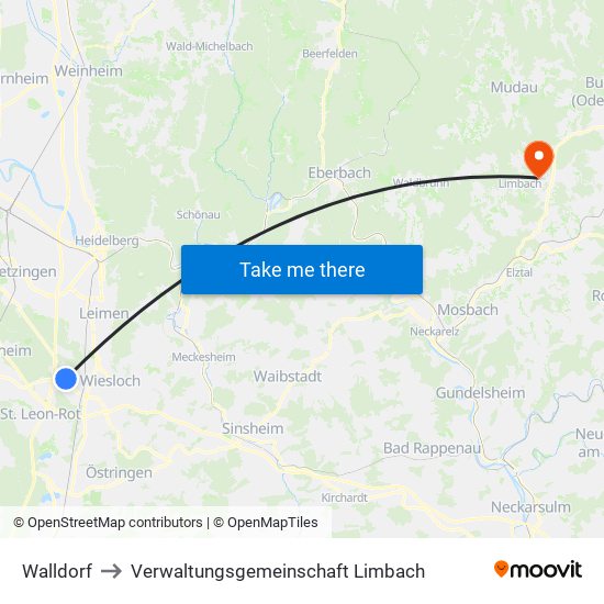 Walldorf to Verwaltungsgemeinschaft Limbach map