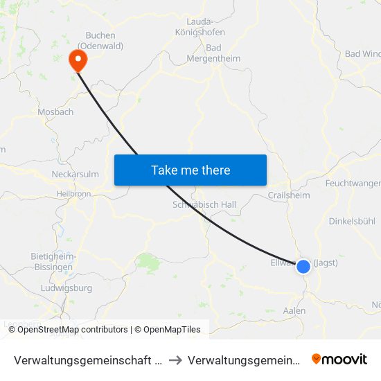 Verwaltungsgemeinschaft Ellwangen (Jagst) to Verwaltungsgemeinschaft Limbach map
