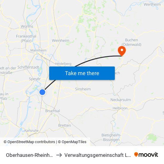 Oberhausen-Rheinhausen to Verwaltungsgemeinschaft Limbach map