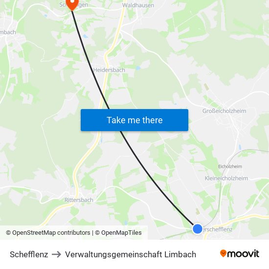 Schefflenz to Verwaltungsgemeinschaft Limbach map