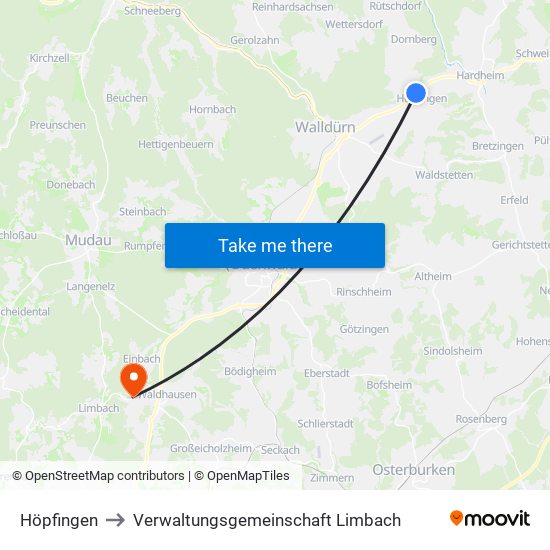 Höpfingen to Verwaltungsgemeinschaft Limbach map