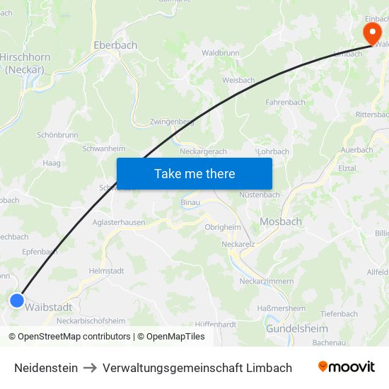 Neidenstein to Verwaltungsgemeinschaft Limbach map