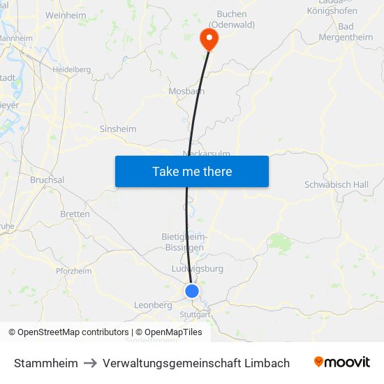 Stammheim to Verwaltungsgemeinschaft Limbach map