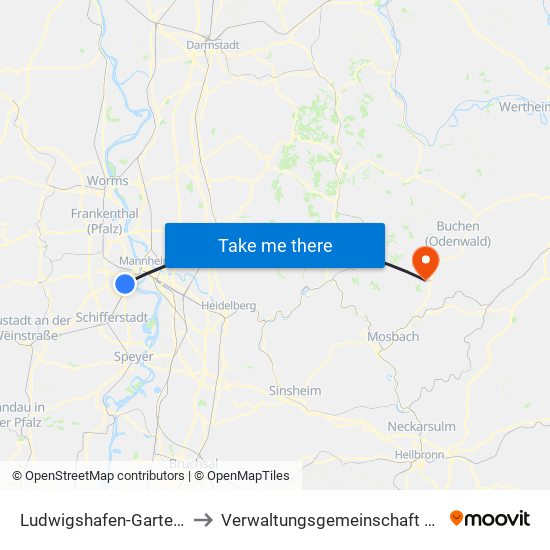 Ludwigshafen-Gartenstadt to Verwaltungsgemeinschaft Limbach map