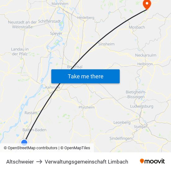 Altschweier to Verwaltungsgemeinschaft Limbach map