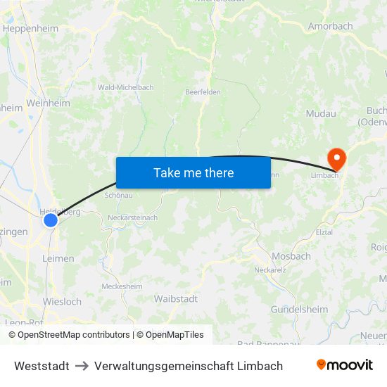 Weststadt to Verwaltungsgemeinschaft Limbach map