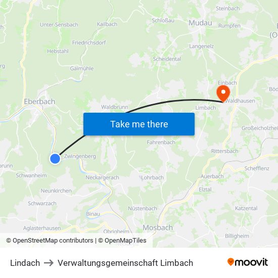 Lindach to Verwaltungsgemeinschaft Limbach map