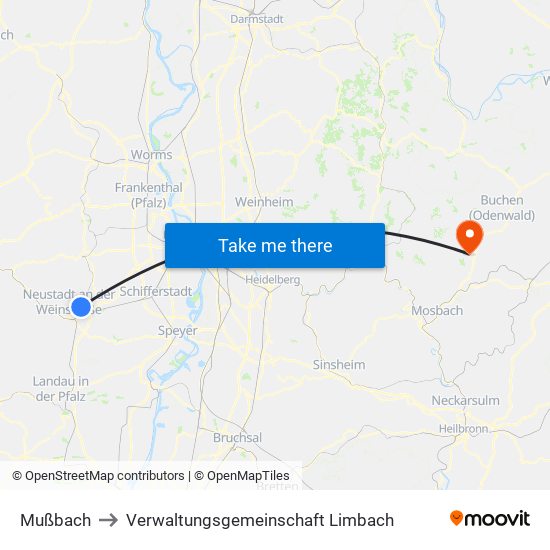 Mußbach to Verwaltungsgemeinschaft Limbach map