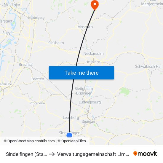 Sindelfingen (Stadt) to Verwaltungsgemeinschaft Limbach map