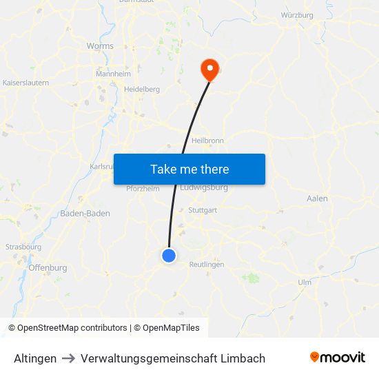 Altingen to Verwaltungsgemeinschaft Limbach map