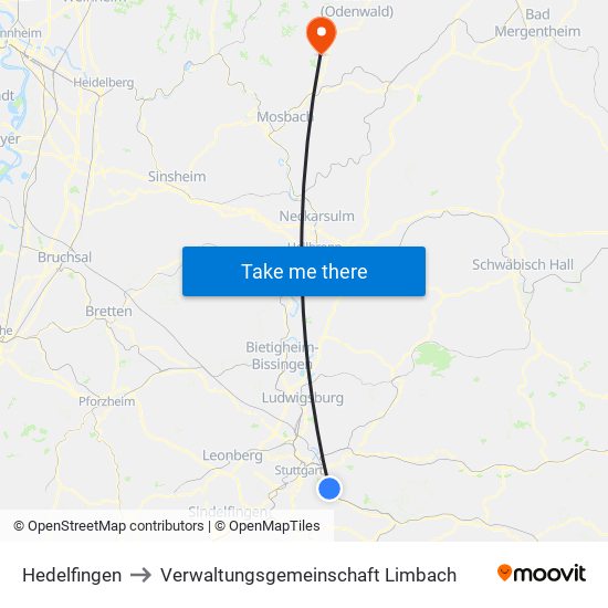 Hedelfingen to Verwaltungsgemeinschaft Limbach map