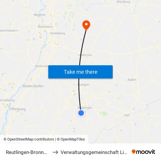 Reutlingen-Bronnweiler to Verwaltungsgemeinschaft Limbach map