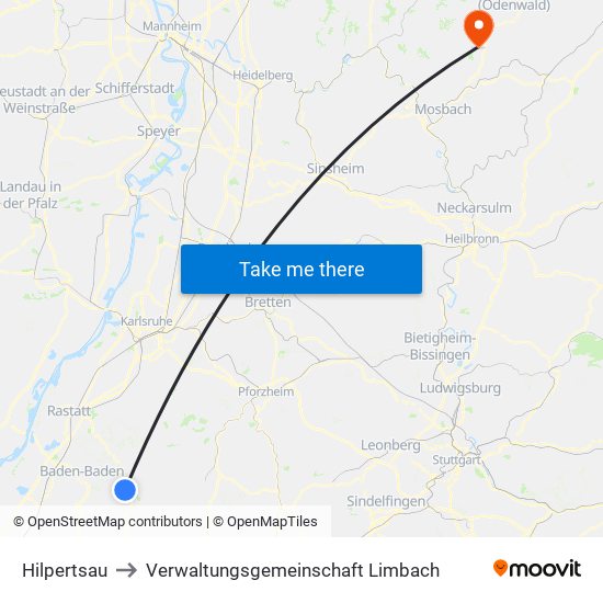 Hilpertsau to Verwaltungsgemeinschaft Limbach map