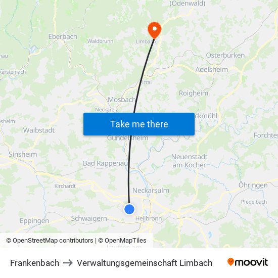 Frankenbach to Verwaltungsgemeinschaft Limbach map