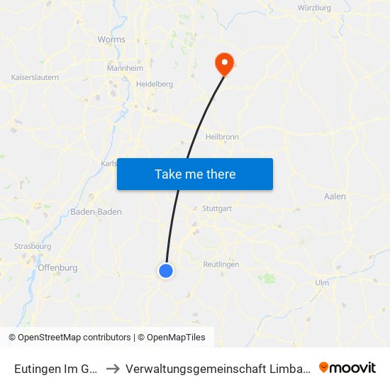 Eutingen Im Gäu to Verwaltungsgemeinschaft Limbach map