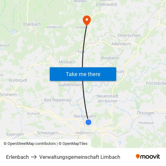 Erlenbach to Verwaltungsgemeinschaft Limbach map