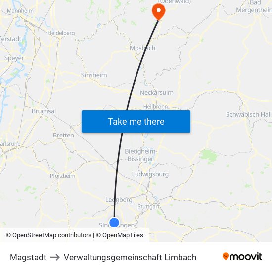 Magstadt to Verwaltungsgemeinschaft Limbach map