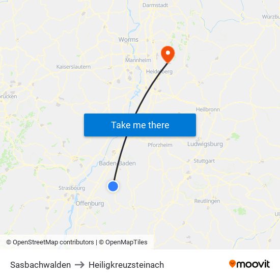 Sasbachwalden to Heiligkreuzsteinach map